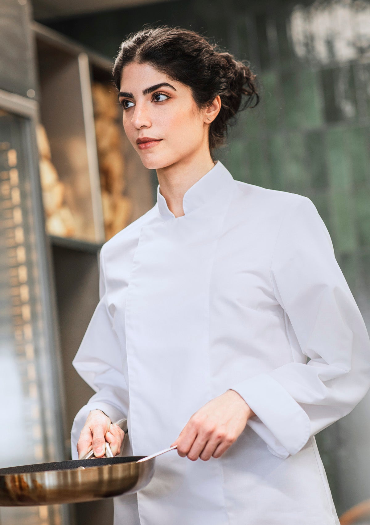 Women's Chef Jacket Slightly Waisted Double-Breasted Long Sleeves | Segers