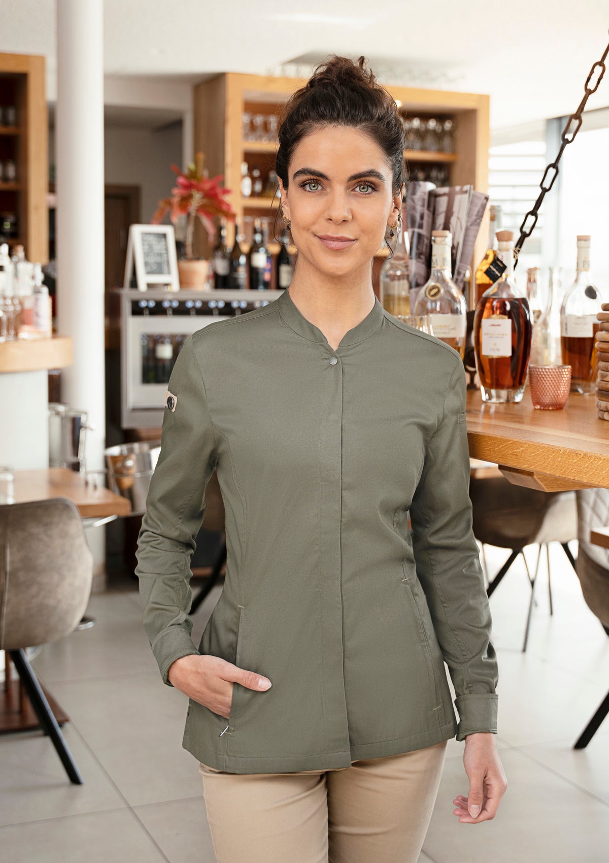 Women's Chef Shirt Long-Sleeves Green-Generation | Karlowsky