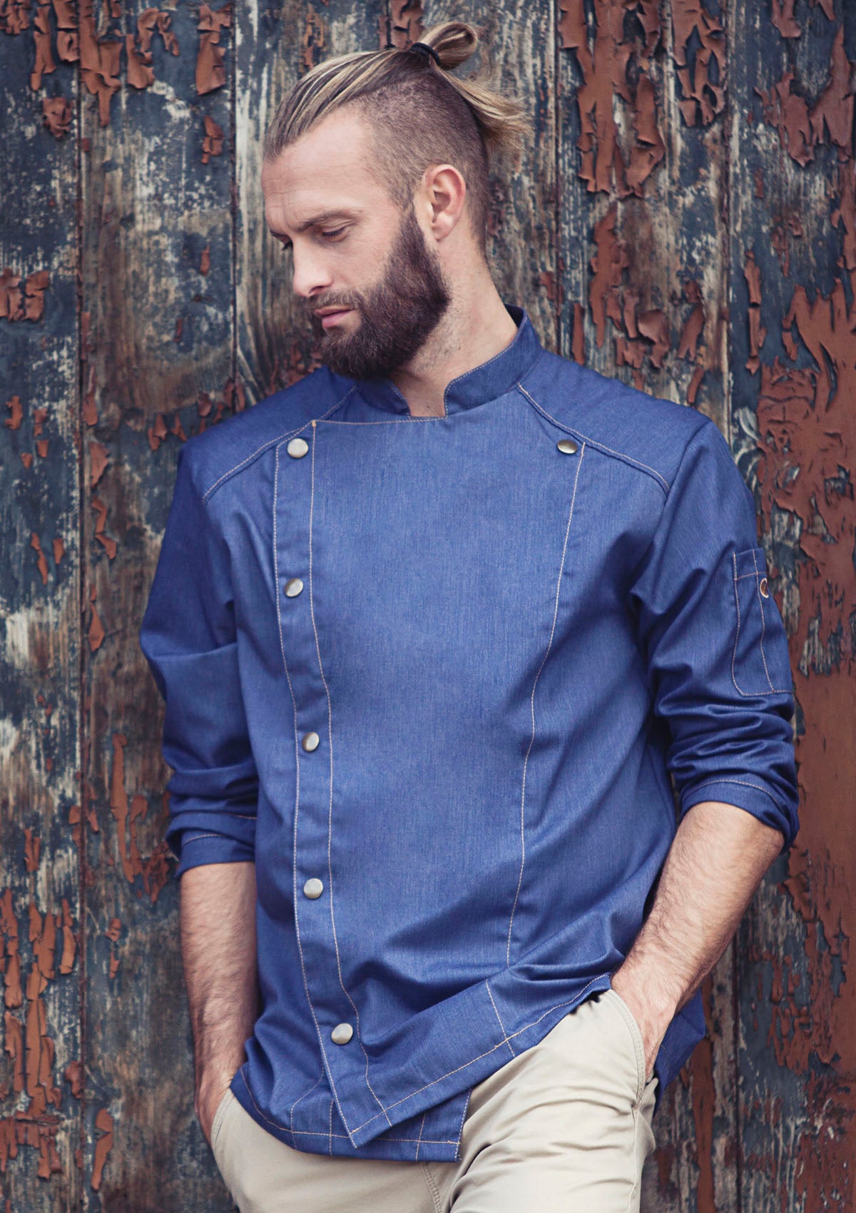 Men's Chef Jacket Jeans-Look Long Sleeves In Vintage Colours | Karlowsky