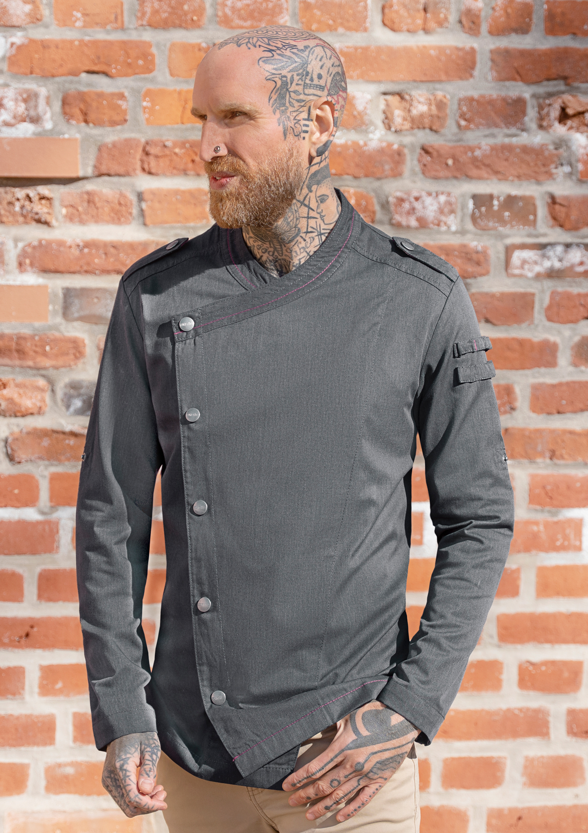 Long-sleeved Mens Chef Jacket Denim-Style ROCK CHEF-Stage2 | Rock Chef