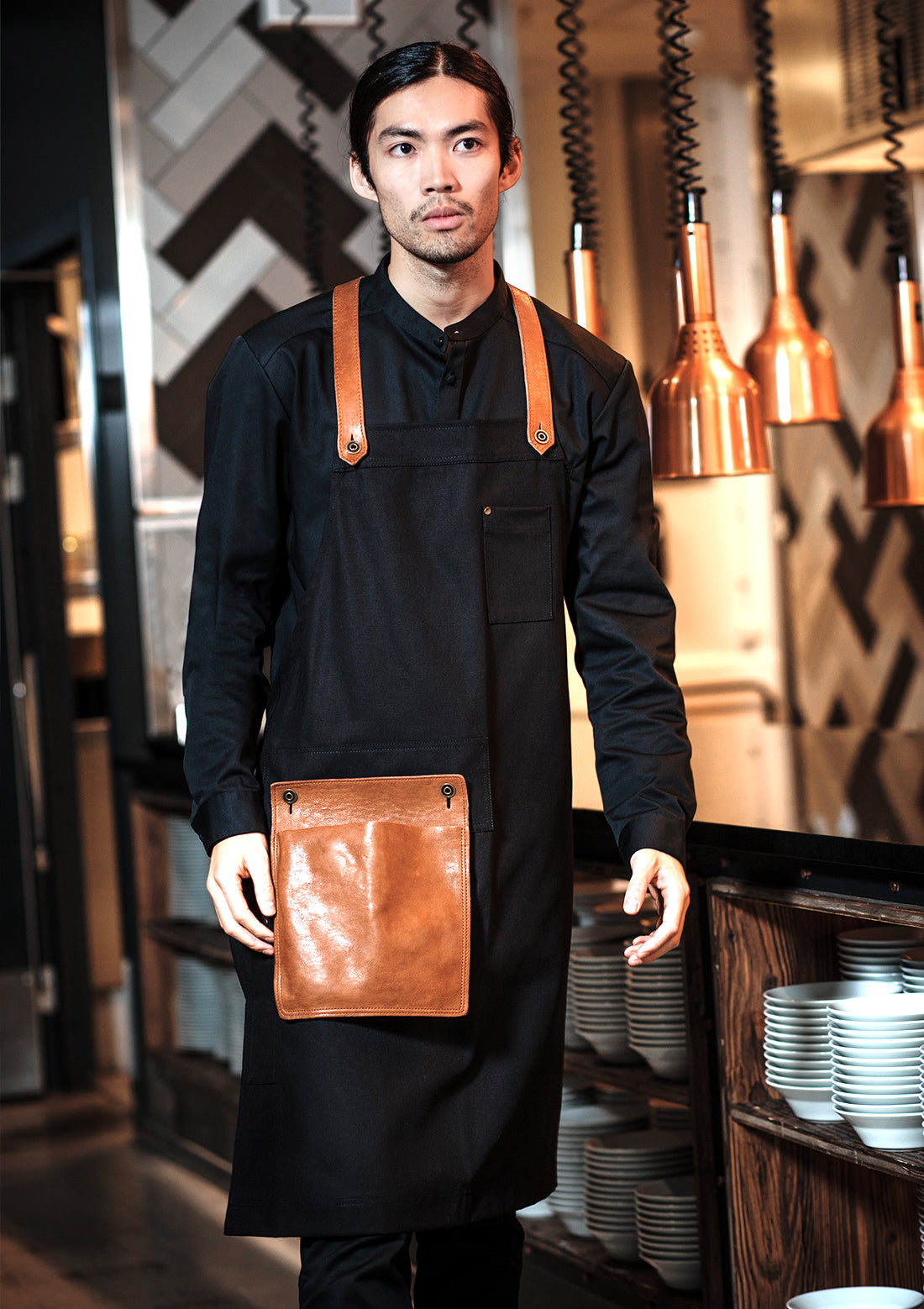 Bib Apron with Leather Details Unisex | Segers