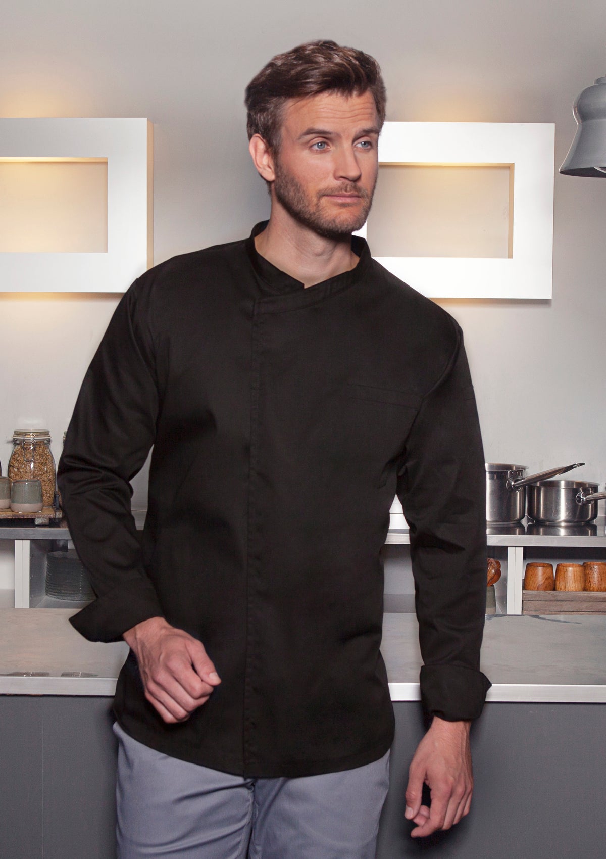 Men's Chef Shirt Throw-Over Long Sleeves | Karlowsky