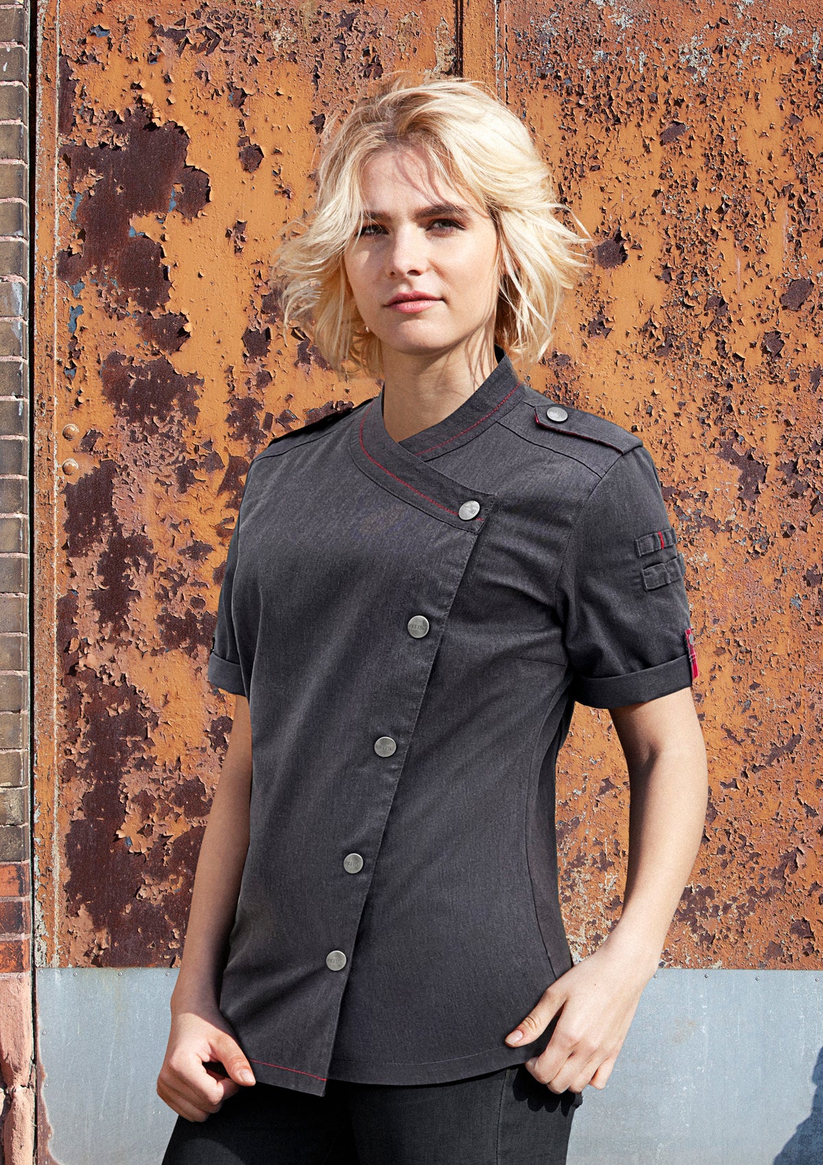 Women's Chef Jacket Denim Short Sleeves - ROCK CHEF | Rock Chef