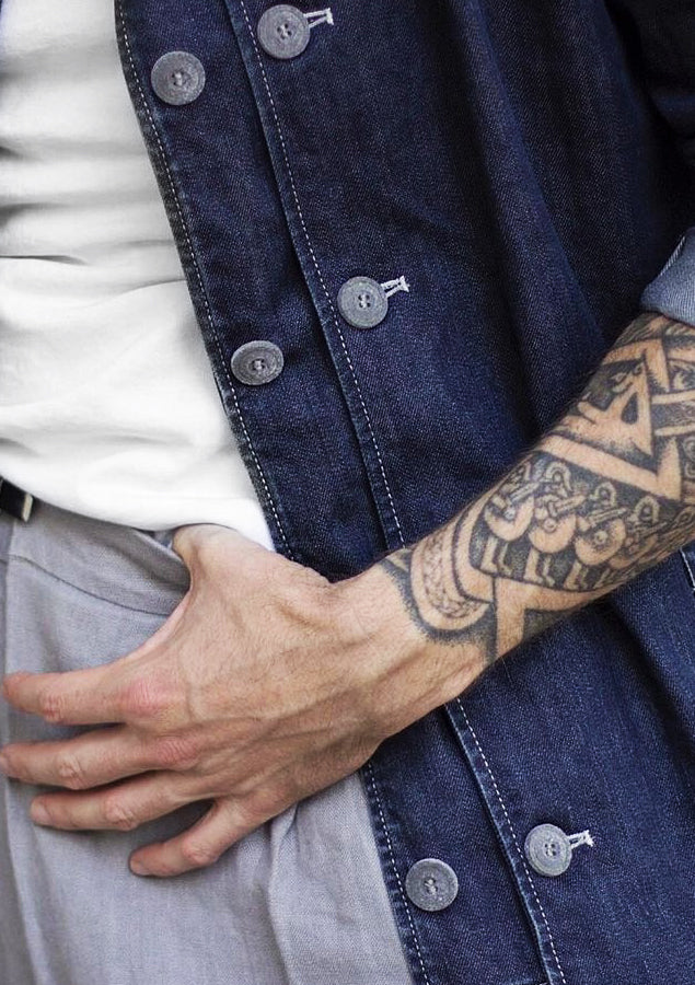 Custom-Made Chef Jacket Sydney in Denim Long sleeves Unisex | U.C.W