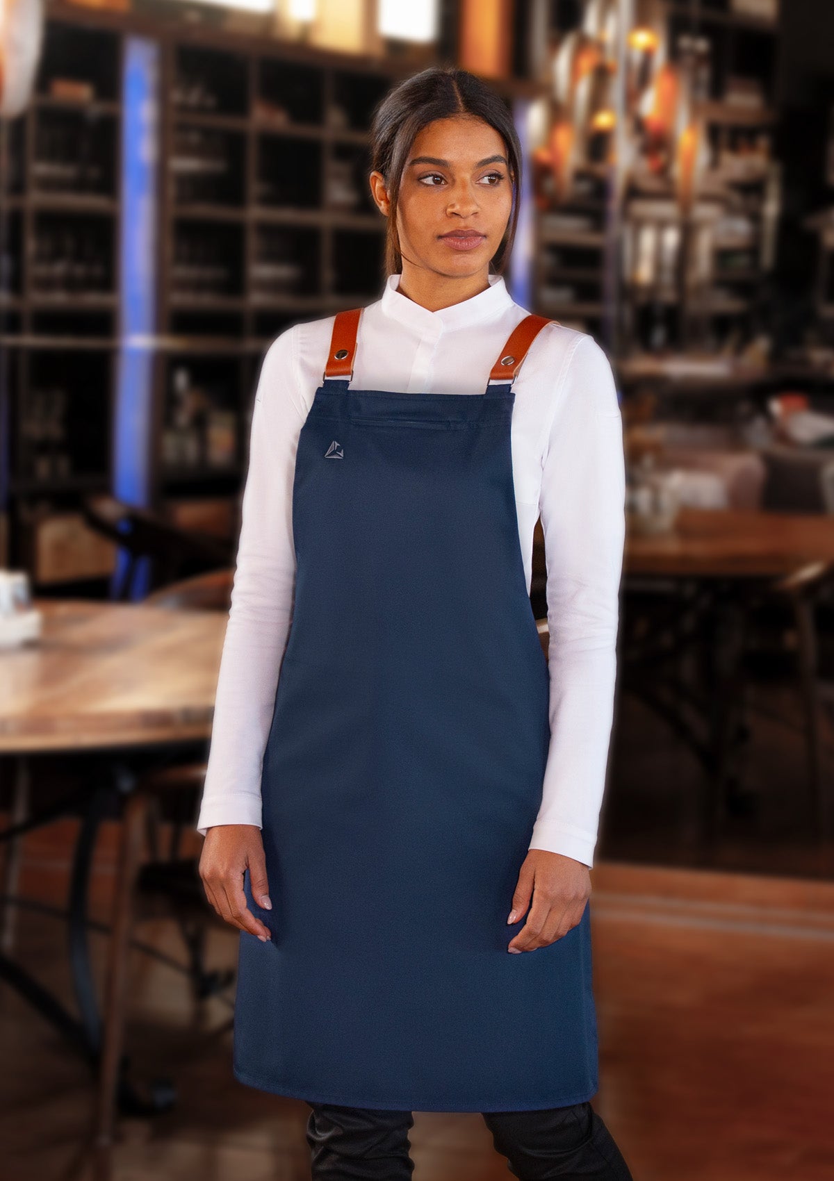Bib Apron with genuine Leather Straps Unisex | Diamond Cut