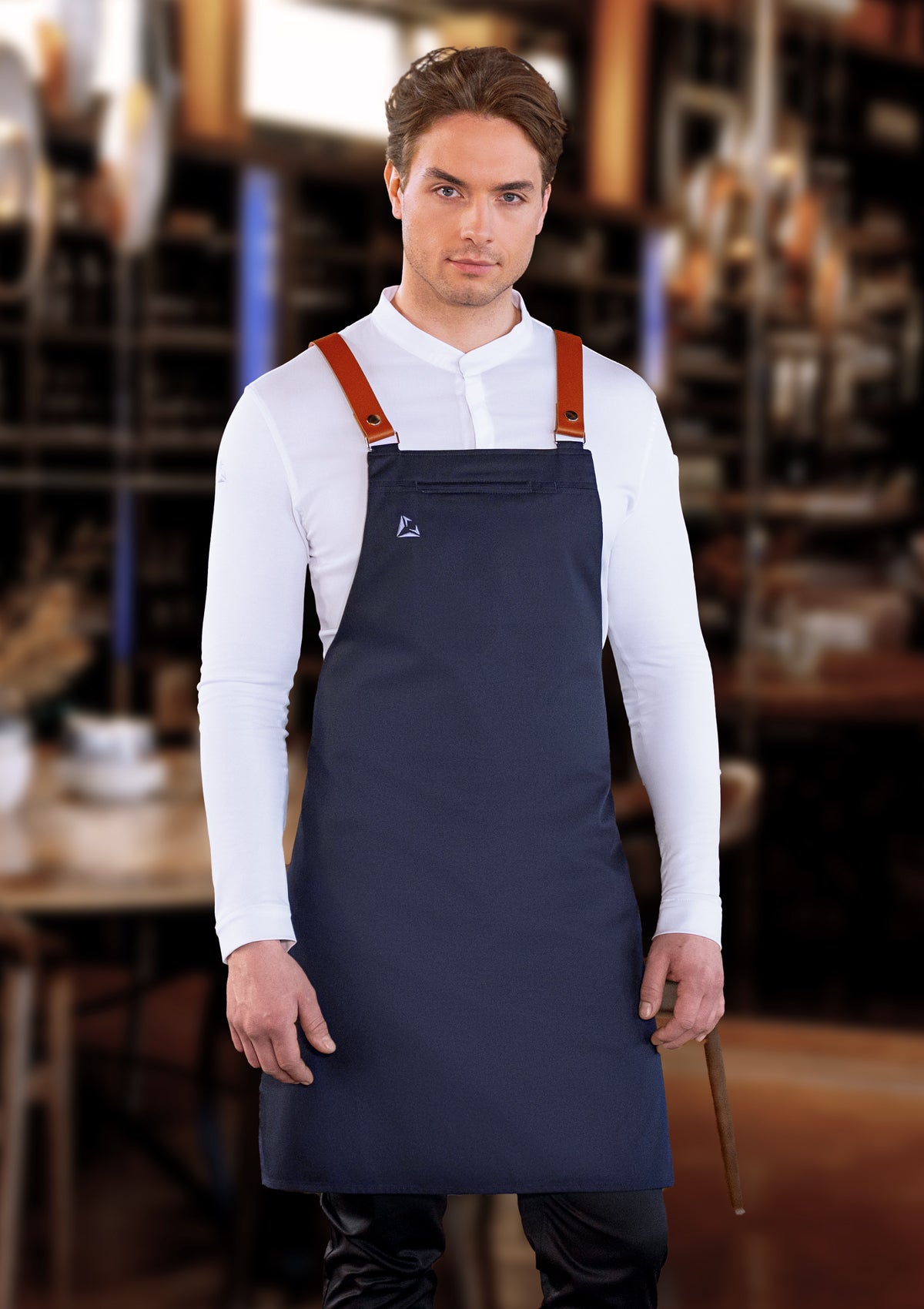Bib Apron with genuine Leather Straps Unisex | Diamond Cut
