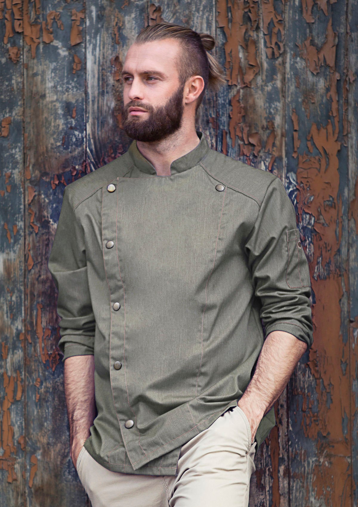 Men's Chef Jacket Jeans-Look Long Sleeves In Vintage Colours | Karlowsky