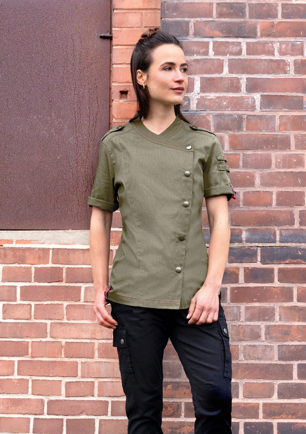 Women's Chef Jacket Denim Short Sleeves - ROCK CHEF | Rock Chef