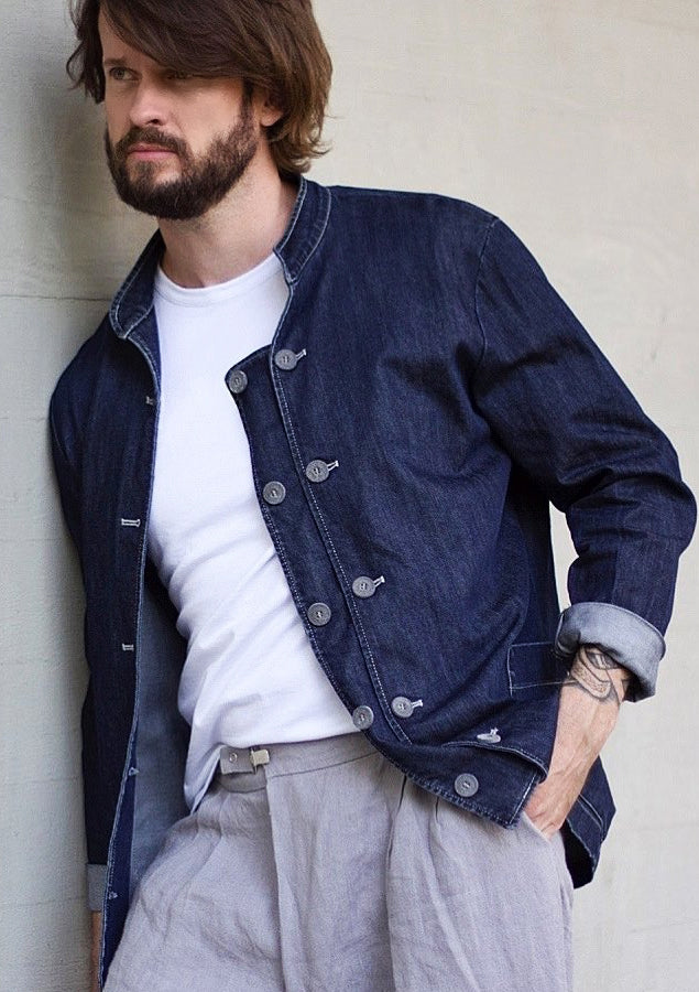 Custom-Made Chef Jacket Sydney in Denim Long sleeves Unisex | U.C.W