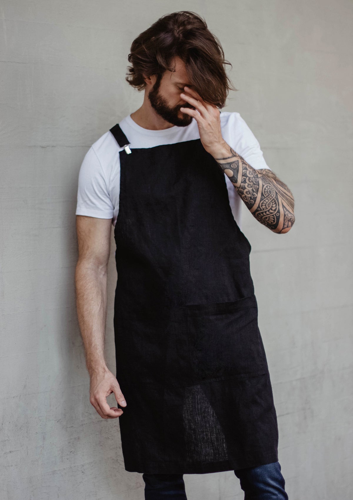 Bib Apron Marseilles In Fine Linen Unisex | U.C.W