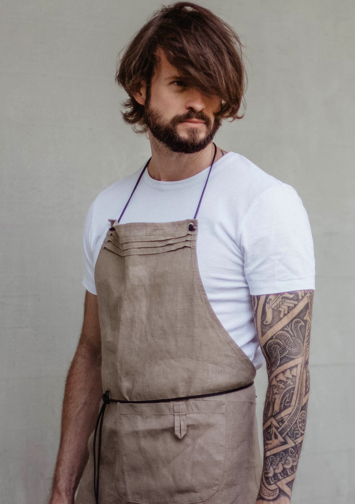 Bib Apron Perth In Fine Linen Unisex | U.C.W